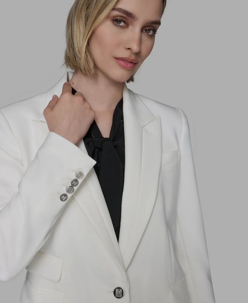 Karl Lagerfeld Women's Notched Lapel One Button Blazer