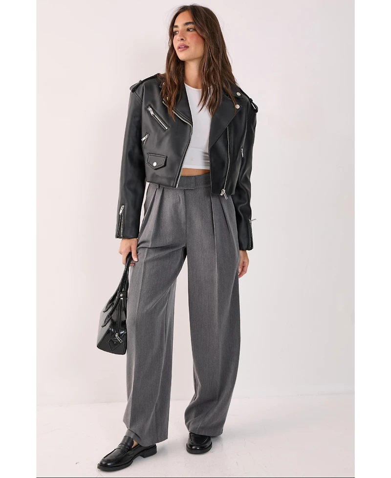 Nasty Gal Faux Leather Boxy Biker