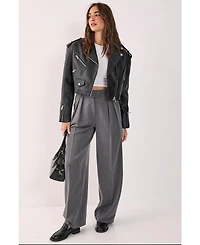 Nasty Gal Faux Leather Boxy Biker