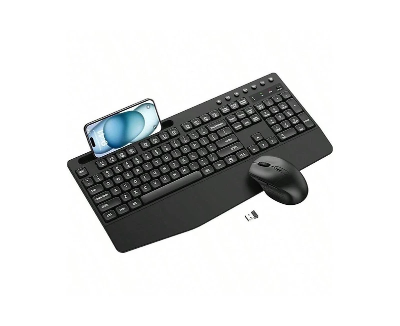 Risokeys Wireless Keyboard And Mouse Combo- Level Dpi Adjustable Wireless Mouse, Os Desktop Laptop, Black