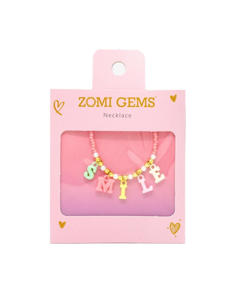 Zomi Gems Girls Smile Pink Bead Necklace