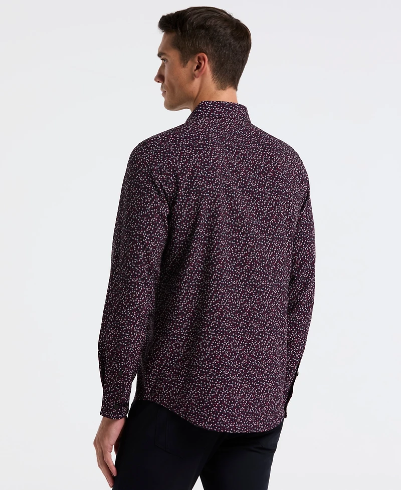 Perry Ellis Men's Long Sleeve Micro Floral Print Shirt