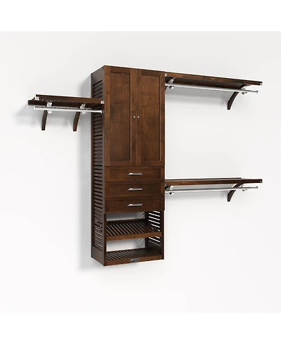 John Louis Home Solid Wood Walk-In Closet Organizer with 3 Shaker Style Drawers and Doors