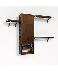 John Louis Home Solid Wood Walk-In Closet Organizer with 3 Shaker Style Drawers and Doors