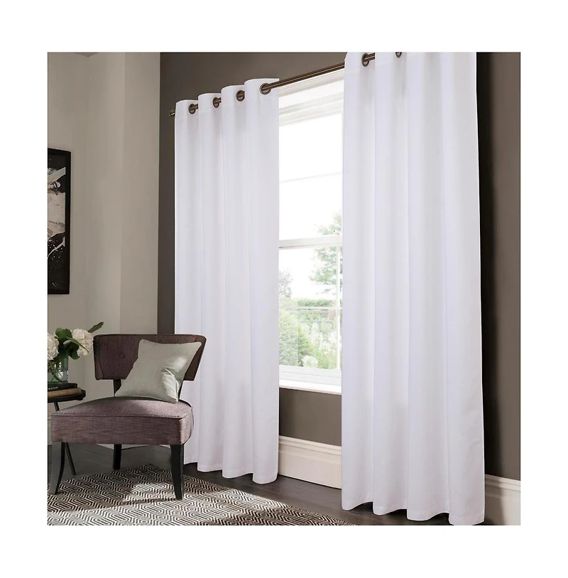 Olivia Gray Lynx Matte Embossed Blackout Grommet Single Panel 52x95", White