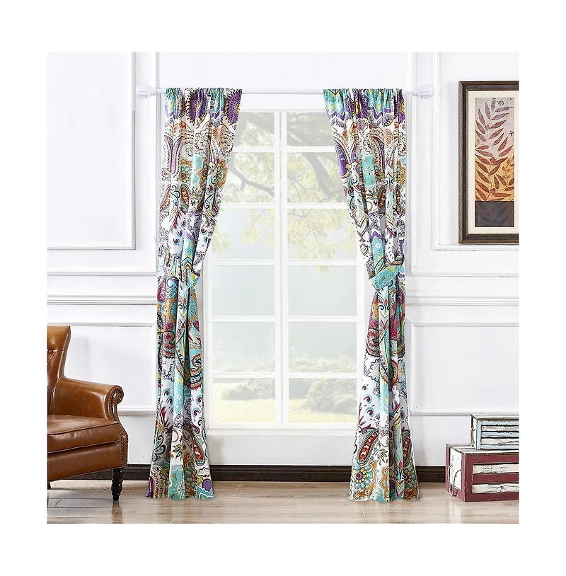 Greenland Home Fashions Barefoot Bungalow Nirvana Window Panel Pair - 42x84", Teal