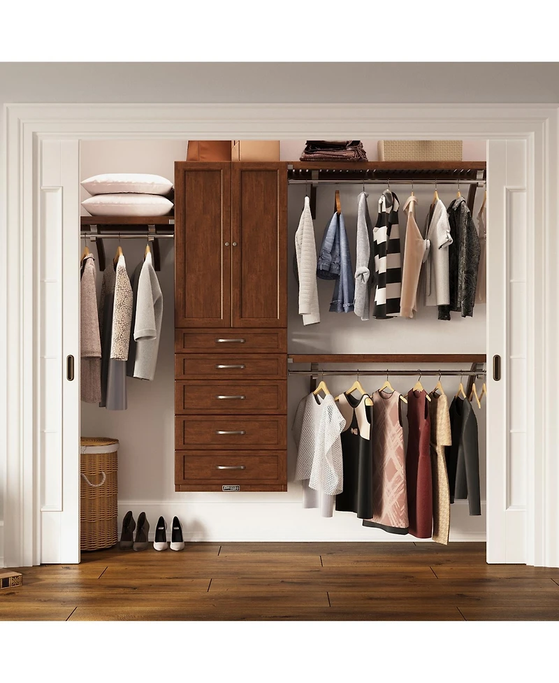 John Louis Home Solid Wood 5 Shaker Style Drawers and Doors Reach-In Closet Organizer