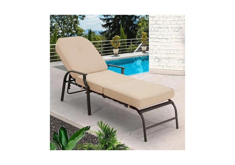 Aecojoy Adjustable Outdoor Chaise Lounge Chair Patio Recliner