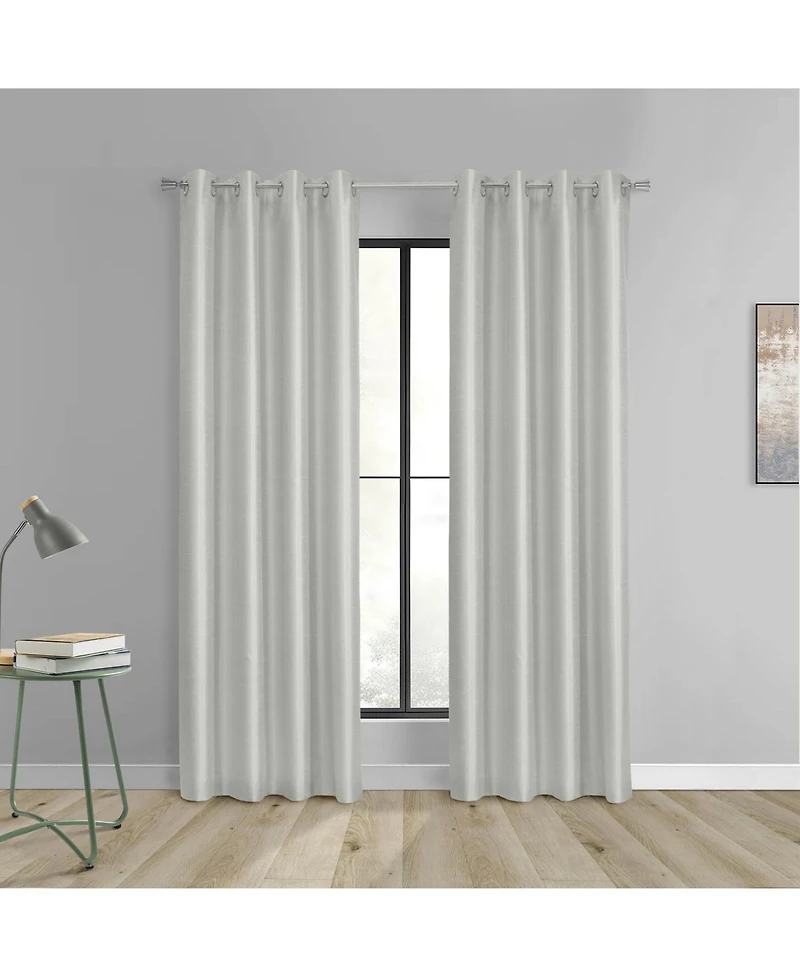 Thermaplus 100% Polyester Glacier Balance Temperature Solid Faux Silk Blackout Grommet Curtain Panel 52" x 63" Silver