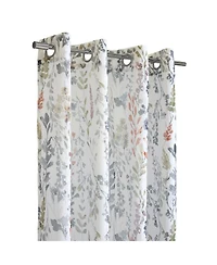 Habitat 100% Polyester Audrey Sheer Grommet Floral Faux Linen Curtain Panel