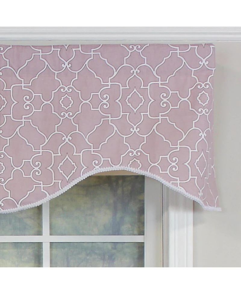 Rlf Home Haven Trimmed Cornice 100% Cotton with Fully Lined 3" Rod Pocket Valnance for Windows 50" x 17" Quartz