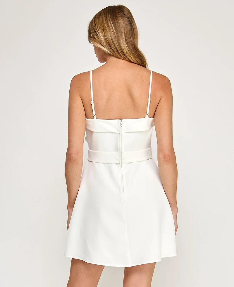 Seni & Cade Juniors' Laguna Bow Embellished Square Neck Dress