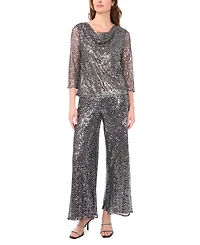 Msk Women's Drape Neck Sequin Blouse