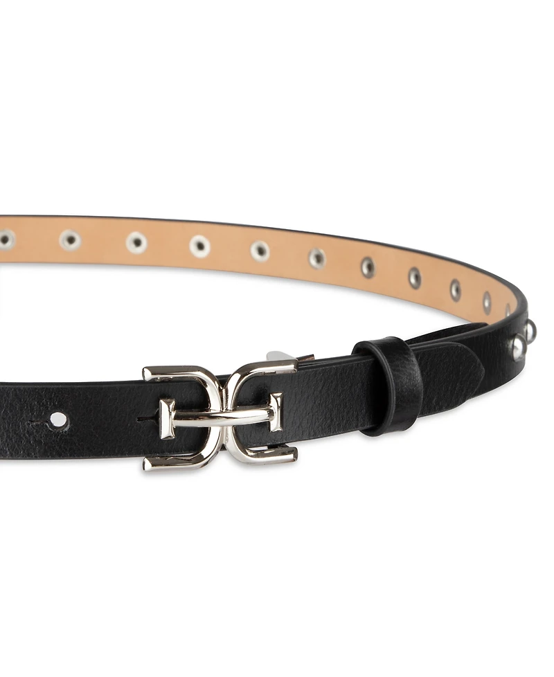 Sam Edelman Women's Ultra Skinny Double-e Logo Plaque Belt