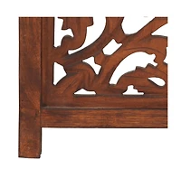 Hand carved 3-Panel Room Divider Brown 47.2"x65" Solid Mango Wood