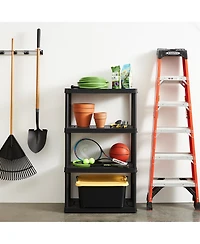 Gracious Living 4 Shelf Tier Medium Resin Indoor and Garage Storage Shelf