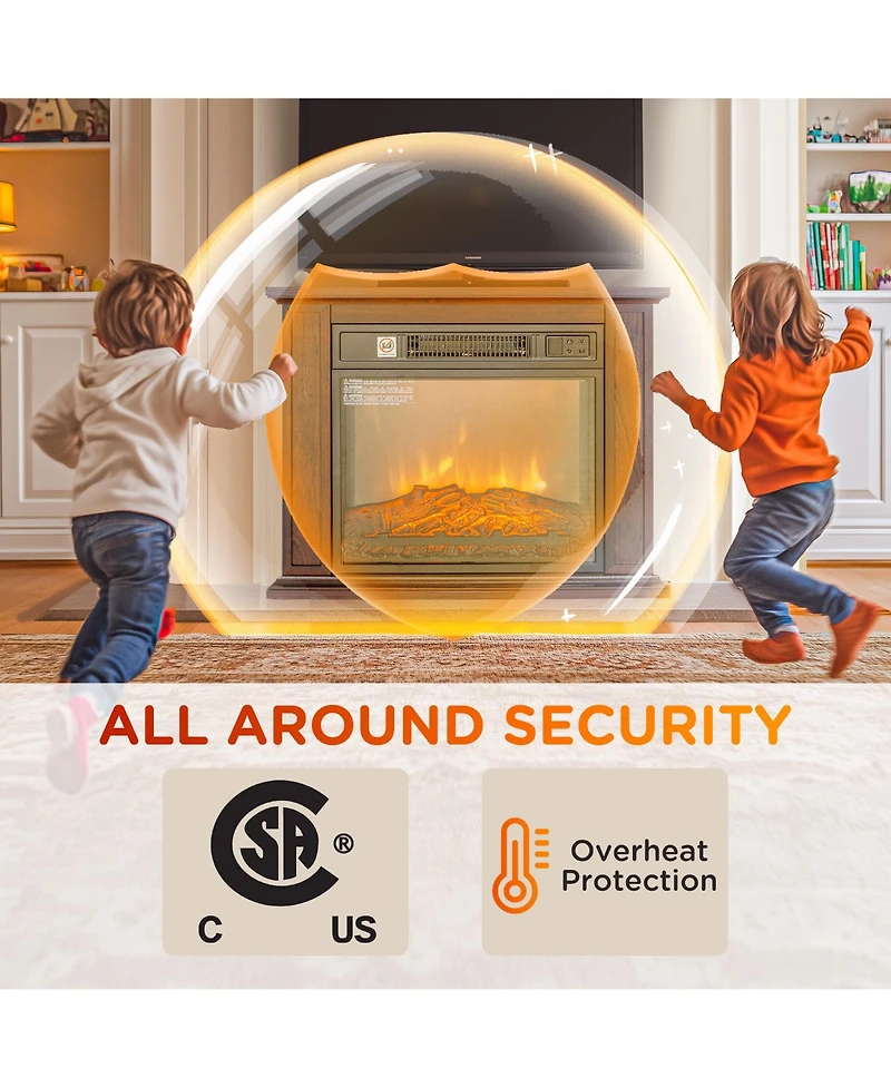 Homcom 26" Freesding Electric Fireplace Heater with Mantel,