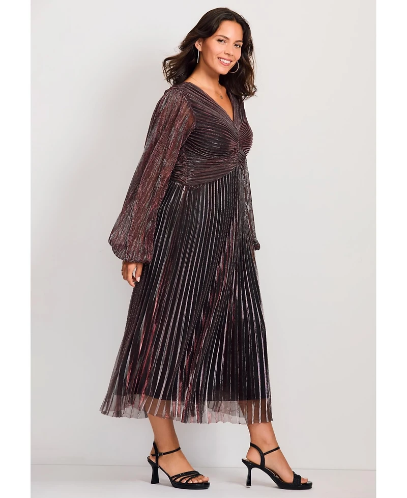 Avenue Women's Plus Pleated Plisse Dress