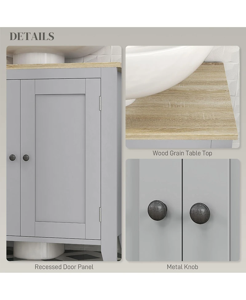 kleankin Pedestal Sink Cabinet, Bathroom Vanity Cabinet with U-Shape