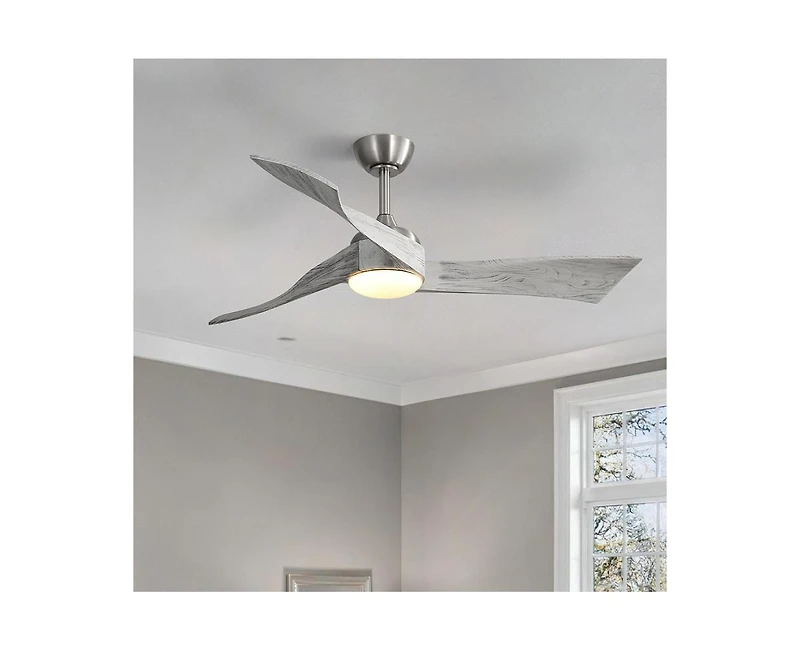 Sofucor 52-inch Sand Nickel Modern 3 Blades Ceiling Fan Light with Remote Control Support Six Speed Ajustable
