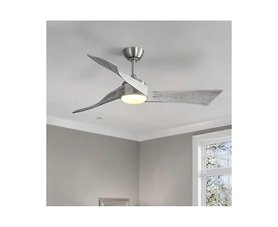 Sofucor 52-inch Sand Nickel Modern 3 Blades Ceiling Fan Light with Remote Control Support Six Speed Ajustable