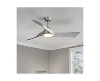 Sofucor 52-inch Sand Nickel Modern 3 Blades Ceiling Fan Light with Remote Control Support Six Speed Ajustable