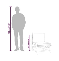 vidaXL Patio Middle Sofa with Green Cushions Bamboo