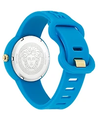 Versace Kids Medusa Pop Blue Silicone Strap Watch, 32mm
