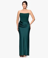 Betsy & Adam Petite Strapless Long Gown
