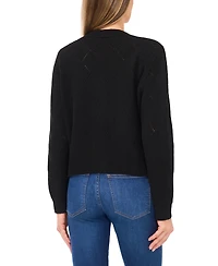 CeCe Women's Flower Embroidery Long-Sleeve Cardigan Sweater