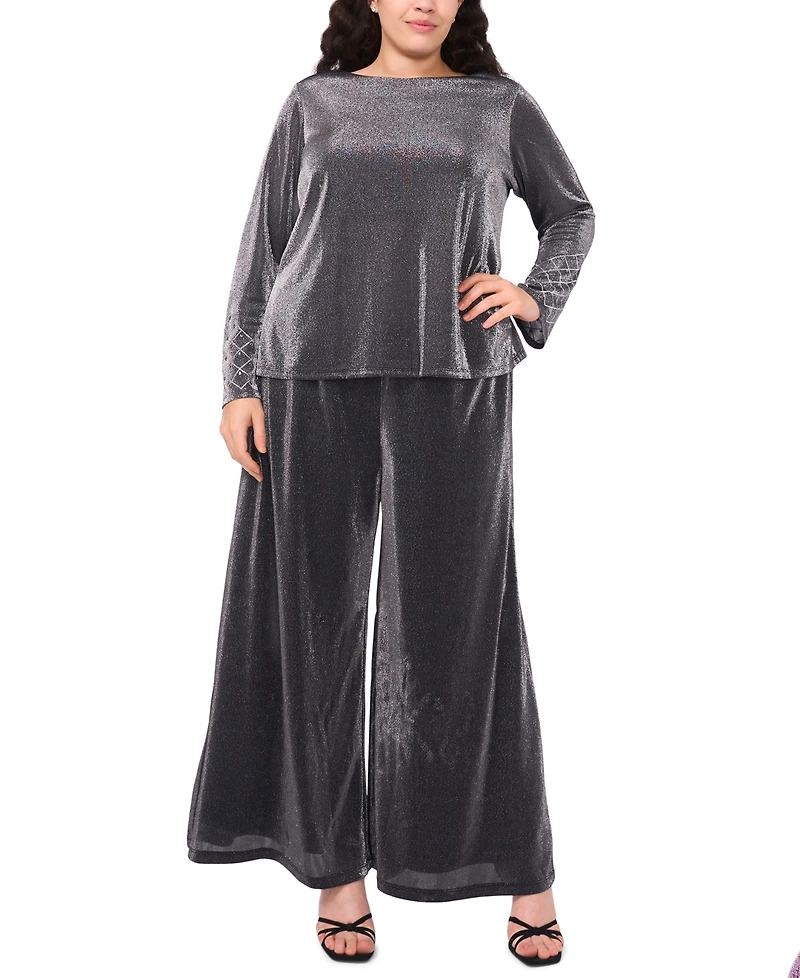 Msk Plus Long-Sleeve Rhinestone Top