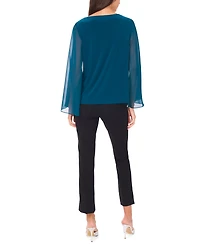 Msk Women's Crystal-Embellished Flutter-Sleeve Top