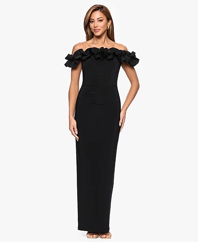 Xscape Women's Off-The-Shoulder Ruffle Long Dress