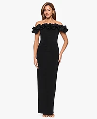Xscape Women's Off-The-Shoulder Ruffle Long Dress