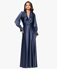 Xscape Women's Collared Long-Sleeve Dress