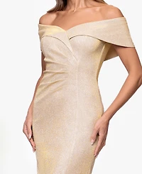 Xscape Women's Galaxy Off-The-Shoulder Glitter Dress