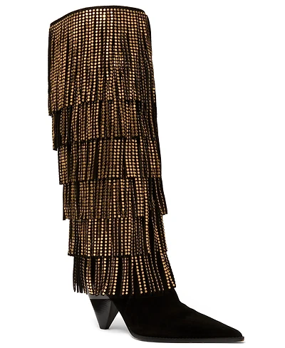 Michael Kors Women's Jayla Heeled Fringe Suede Boots