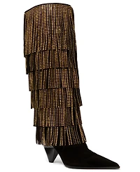 Michael Kors Women's Jayla Heeled Fringe Suede Boots