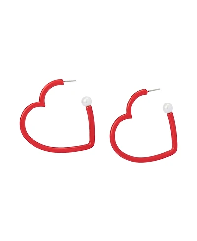 Betsey Johnson Faux Stone Love Spell Heart Hoop Earrings