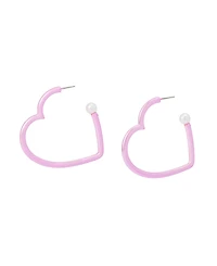 Betsey Johnson Faux Stone Love Spell Heart Hoop Earrings