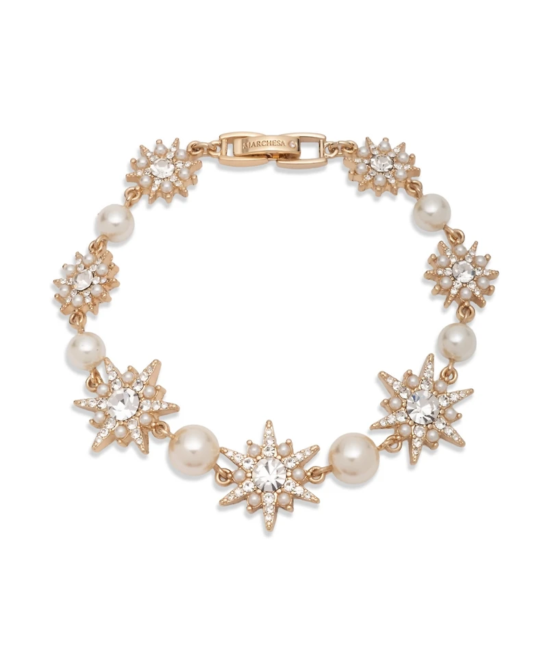 Marchesa Glass Stone and Imitation Pearl Star Flex Bracelet