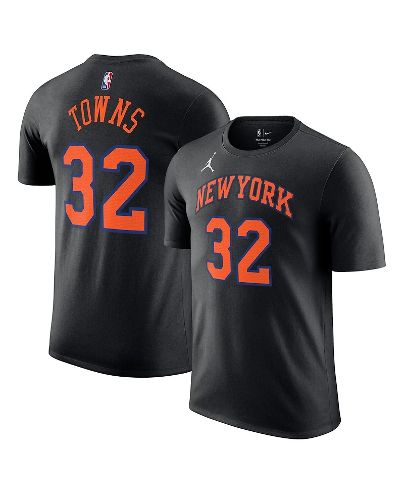 Jordan Men's and Women's Karl-Anthony Towns Black New York Knicks Name Number T-Shirt