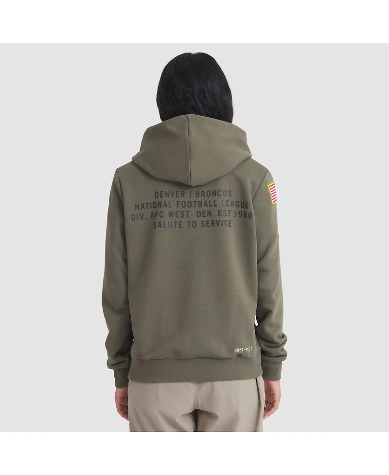 Nike Women's Olive Denver Broncos 2025 Salute to Service Sideline Standard Issue Dri-fit Hoodie