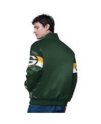 Starter Men's Green Green Bay Packers Triple Option Satin Varsity Full-Snap Jacket