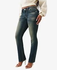 True Religion Women's Billie Mid Rise Straight Big T Jeans