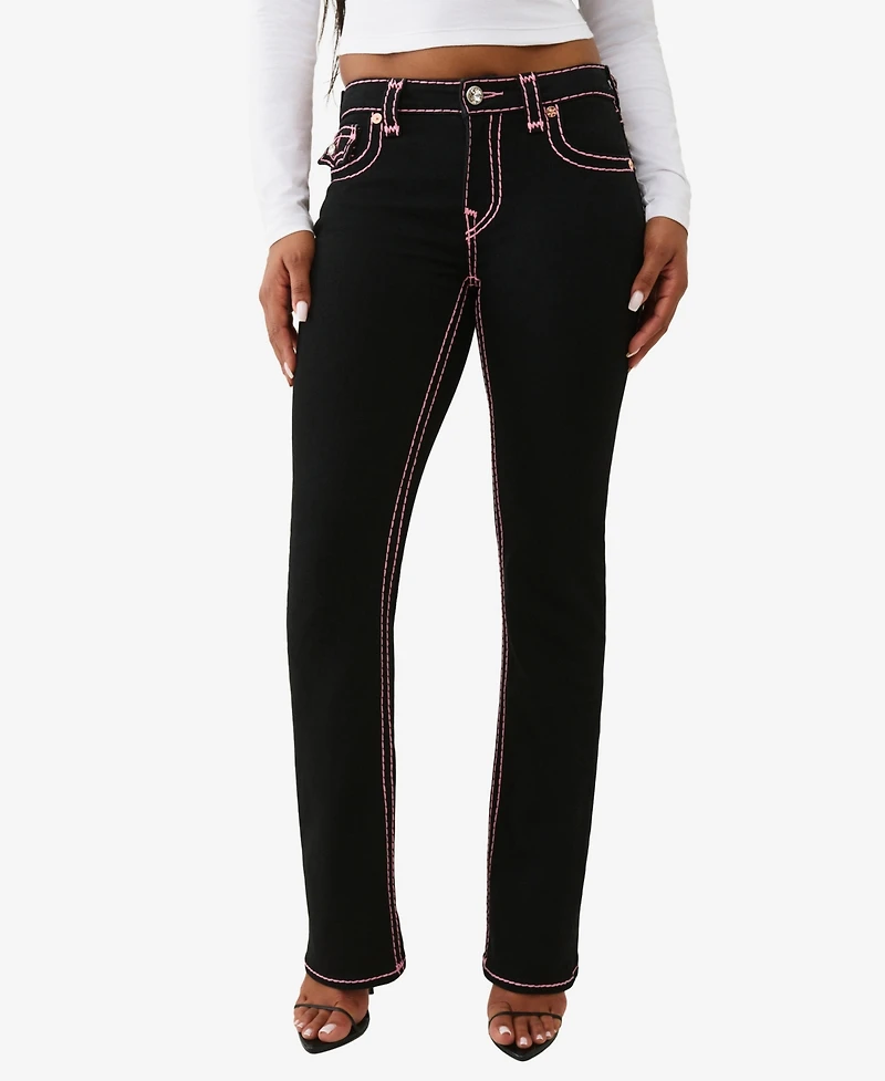 True Religion Women's Becca Mid Rise Super T Bootcut Flap Jeans