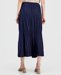 Eileen Fisher Women's Silk Solid-Color Smocked Tiered Skirt