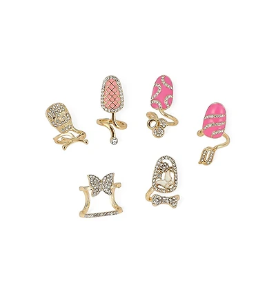 Sohi Women's The Belle Nail Rings - California Gold (Set Of 6)