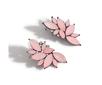 Sohi Women's Pink Embellished Cluster Stud Earrings