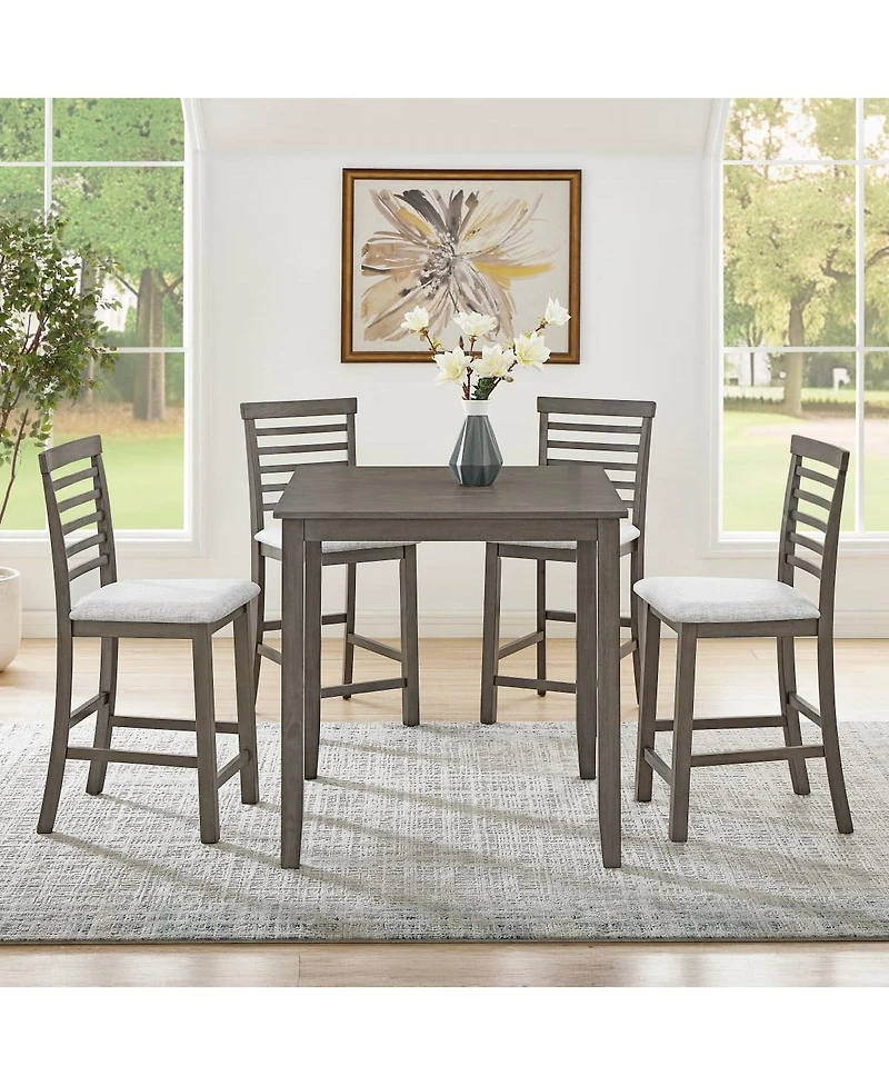 Maison Boucle 5-Piece Counter Height Dining Table and Chairs Set, Bar Table with Upholstered Stools for Kitchen or Apartment